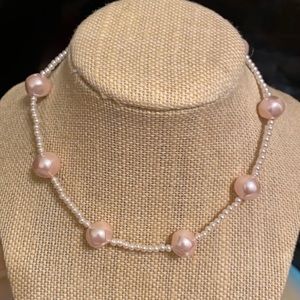 Girls pearl necklace pink pearl white Japanese pearls